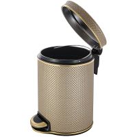 Ведро для мусора Geralis V-RBG-B Ромб Бежевое темное, кант Золото, 5 л — фото 2, Мусорные ведра