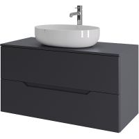 Тумба с раковиной Orange Line 100 Li-100TugMDF+B05-520W подвесная Графит матовый — фото 1, Мебель для ванной