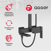 Душевая система Agger Great Черная матовая арт-A2893344 — фото 4, Душевые стойки