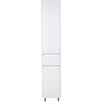 Шкаф пенал Style Line Атлантика 35 L Люкс Plus СС-00002257 с бельевой корзиной Белый матовый антискрейтч — фото 1, Мебель для ванной