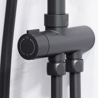 Комплект душевого уголка с душевой системой и аксессуарами AM.PM Gem 90x90 WK90EN профиль Черный матовый стекло прозрачное — фото 18, Душевые уголки четверть круга