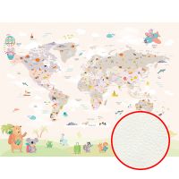 Фреска детская Ortograf Little Friends 34382 Фактура флок FLK Флизелин (4*3) Бежевый/Розовый/Зеленый, Карты/Животные — фото 1, Фрески