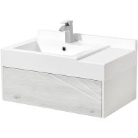 Тумба под раковину Aquaton Сакура 80 1A236401SKW80 подвесная Ольха наварра Белый глянец — фото 1, Тумбы под раковину