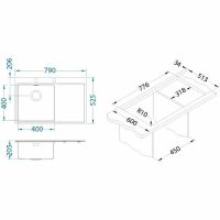 Кухонная мойка Alveus Pure 40R KMB-90 790x525 1103651 Брашированная сталь — фото 3, Кухонные мойки