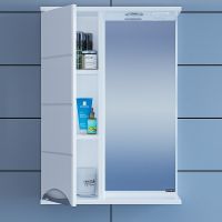 Зеркало со шкафом СанТа Родос 50 L 106013 с подсветкой Белое — фото 1, Зеркальные шкафы в ванную
