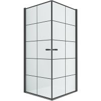 Душевой уголок New Trendy New Soleo Black 90х90 D-0285A/D-0285A профиль Черный стекло прозрачное — фото 1, Квадратные душевые уголки