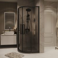 Душевой уголок Grossman Cosmo 90х90 301.K33.02.9090.21.10 профиль Черный матовый стекло тонированное — фото 3, Душевые уголки четверть круга