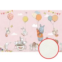 Фреска детская Ortograf Для самых маленьких 33713 Фактура флок FLK Флизелин (4*2,7) Розовый/Разноцветный, Животные/Воздушные шары — фото 1, Фрески