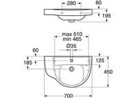 Раковина Gustavsberg Nordic 70 GB1127000109 Белая — фото 2, Раковины подвесные