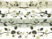 Панно Zambaiti Parati Satin Flowers IV Z66893 Винил на флизелине (3*5,1) Бежевый/Белый/Зеленый, Листья/Птицы — фото 2, Обои для стен