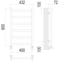 Водяной полотенцесушитель Terminus Аврора П6 400x600 4670078529879 Хром, нижнее подключение, G 1/2" ВР — фото 4, Водяные полотенцесушители