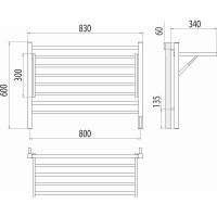 Электрический полотенцесушитель Terminus Горизонт П8 800х600 4670078543530 с полкой Хром — фото 6, Электрические полотенцесушители