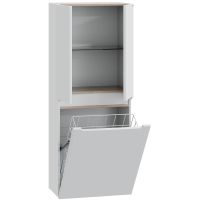 Шкаф пенал СанТа Лондон 60 подвесной с бельевой корзиной Белый — фото 2, Пеналы для ванной комнаты