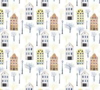 Фреска детская Ortograf Для малышей 10880 Фактура флок FLK Флизелин (3*2,7) Разноцветный, Домики — фото 2, Фрески