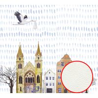 Фреска детская Ortograf Для малышей 10877 Фактура флок FLK Флизелин (3*2,7) Разноцветный, Домики/Птицы — фото 1, Фрески