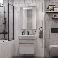 Зеркальный шкаф Aquaton Верди PRO 60 1A206902VDAV0 с подсветкой Белый Ясень фабрик — фото 3, Зеркальные шкафы в ванную