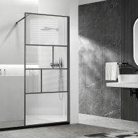Душевая перегородка Vincea Walk-In 80 VSW-1HC800CFGM профиль Вороненая сталь стекло прозрачное/рифленое — фото 2, Душевые перегородки