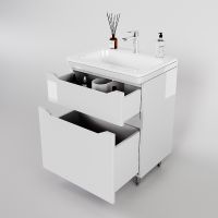 Тумба под раковину Style Line Марелла 60 Люкс Plus СС-00002396 Белый глянец антискрейтч — фото 3, Мебель для ванной