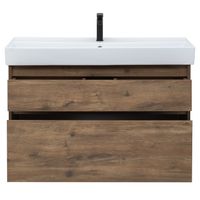 Тумба под раковину Aquanet Nova Lite Slim Synergy 100 подвесная Дуб рустикальный арт-249957 — фото 4, Тумбы под раковину