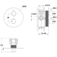 Смеситель для душа Whitecross Y brushed gold Y1236GLB с термостатом Брашированное золото — фото 3, Смесители