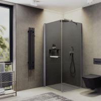 Душевой уголок Maybah Glass MGY-1321-5 900x900x1975 на монопетле Хром матовый стекло графитовое — фото 1, Душевые уголки