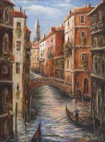 Фреска Ortograf Венеция 7605 Фактура бархат FX Флизелин (2*2,7) Оранжевый/Синий, Город — фото 2, Фрески