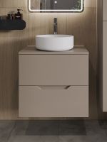 Тумба с раковиной Orange Line 60 Li-60TuLMDF+B09-360W подвесная Латте матовый — фото 3, Мебель для ванной