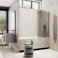 Шторка на ванну Maybah Glass MGV-250-2ш 300x1400 в широком профиле Бронза стекло бронзовое — фото 3, Неподвижные шторки для ванной