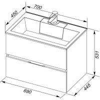 Тумба под раковину Aquanet Алвита 70 184302 подвесная Белая — фото 7, Мебель для ванной