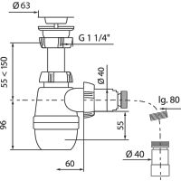 Сифон для раковины Wirquin Минор 30718050 Нержавеющая сталь — фото 2, Сифоны для раковины