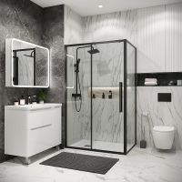 Душевая стенка Grossman Cosmo 80 200.K33.02.80.21.00 профиль Черный матовый стекло прозрачное — фото 2, Боковые стенки