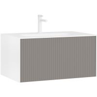 Тумба с раковиной Orka Cube 80 3000373 подвесная Бежевая матовая Белая — фото 1, Мебель для ванной