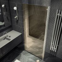 Душевая дверь Maybah Glass MGD-804-5 800x1980 на монопетле Хром матовый стекло бронзовое — фото 3, Душевые двери в нишу