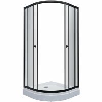 Душевой уголок Triton Альфа-Блэк 100х100 Щ0000054222 профиль Черный стекло прозрачное — фото 1, Душевые уголки четверть круга