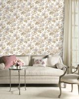 Обои Prima Italiana Carnevale 80702 Винил на флизелине (1,06*10) Белый/Бежевый/Серый, Цветы/Листья — фото 3, Обои для стен