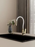 Смеситель для кухни Splenka S41.43.03 Золото матовое Белый — фото 2, Смесители для кухни