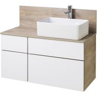 Тумба под раковину Aquaton Мишель 100 1A244101MIX40 подвесная Дуб эндгрейн Белая — фото 1, Тумбы под раковину