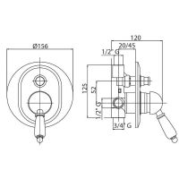 Смеситель для душа Cezares Elite ELITE-VDIM-03/24-Bi Золото 24 карат — фото 2, Смеситель для душа