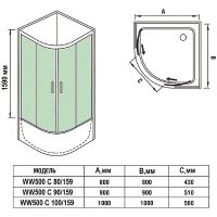 Товар: Душевой уголок WeltWasser WW500 С 80х80 10000004082 профиль Хром матовый стекло прозрачное - фото 4 Душевой уголок WeltWasser WW500 С 80х80 10000004082 профиль Хром матовый стекло прозрачное — фото 4, Душевые уголки четверть круга