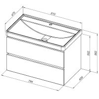 Тумба под раковину Aquanet Вега 80 308334 подвесная Белый глянец — фото 16, Мебель для ванной