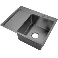 Кухонная мойка Ростовская Мануфактура Сантехники 58 MRK-5851BL-R Темный графит — фото 5, Кухонные мойки