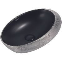 Раковина-чаша Abber Bequem 49 AC2107BS Черный матовый Серебро — фото 1, Раковины накладные