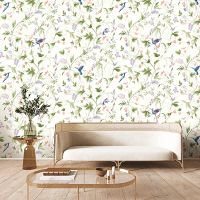 Обои Andrea Rossi Stromboli 54346-1 Винил на флизелине (1,06*10) Бежевый/Разноцветный, Листья/Цветы/Птицы — фото 2, Обои для стен