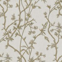 Обои Roberto Borzagi Queen I 90100-5 Винил на флизелине (1,06*10,05) Серый/Золото, Листья — фото 1, Обои для стен