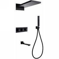 Душевая система Abber Daheim AF8253B с термостатом Черная матовая — фото 1, Встраиваемые душевые комплекты