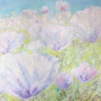 Фреска Ortograf Цветы 8056 Фактура флок FLK Флизелин (2,7*2,7) Голубой/Зеленый/Сиреневый, Цветы/Живопись — фото 2, Фрески