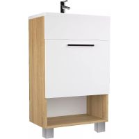 Тумба с раковиной 1MarKa July 50Н У85933 Дуб сонома Белая — фото 1, Тумбы с раковиной