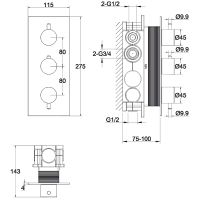 Смеситель для душа Whitecross Y gunmetal Y1238GM с термостатом Оружейная сталь — фото 3, Смесители