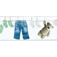 Бордюр детский AS Creation Little Stars 35846-2 Винил на флизелине (0,17*5) Зеленый/Синий, Животные/Предметы — фото 1, Обои для стен