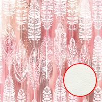 Фреска Ortograf Levity 33375 Фактура флок FLK Флизелин (2,7*2,7) Розовый/Белый, Перья — фото 1, Фрески